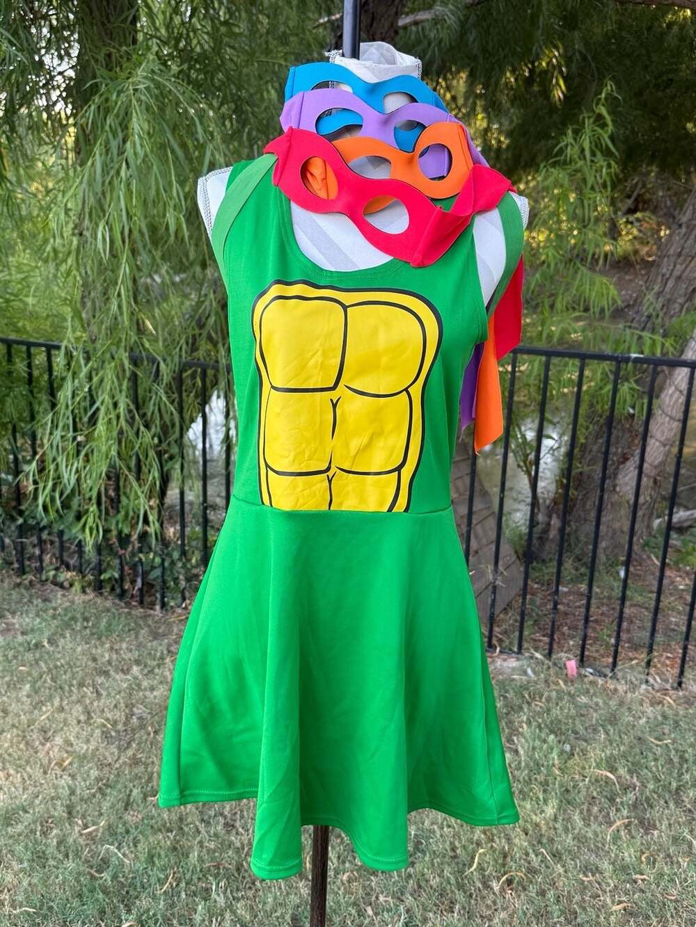 Teenage Mutant Ninja Turtles Large Woman’s Costume Dress with Shell and Masks